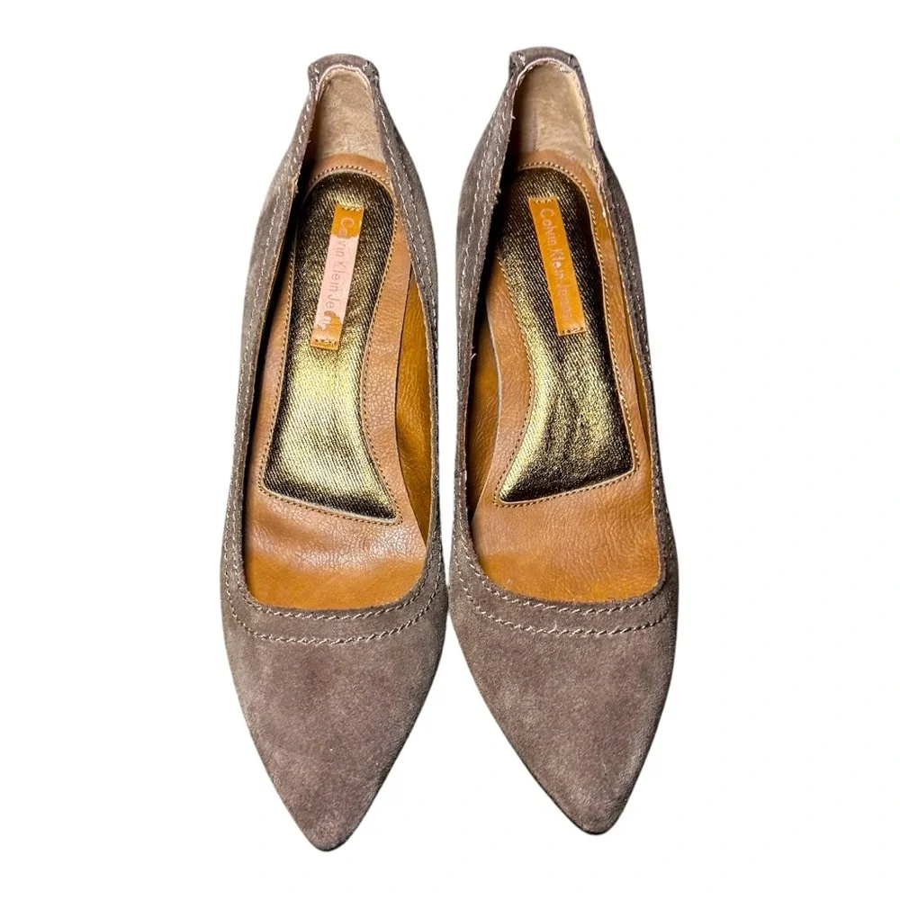 CALVIN KLEIN Women's Tan Suede Barbie Wedges Size 10